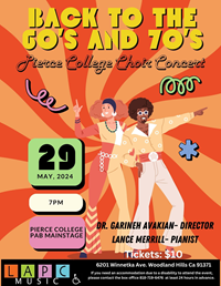 oin us for LAPC Music's Spring 2024 Choir Concert with music from the 60s and 70s, including songs by Bob Dylan, The Beatles, Li